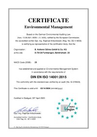 ISO 14001 Certificate